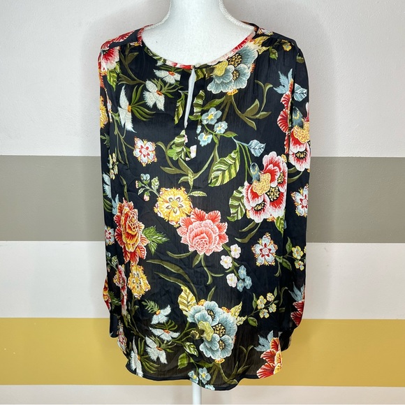 2/$25 LOFT Peasant Prairie Floral Minimalist Modern Casual Professional Blouse - Picture 2 of 12